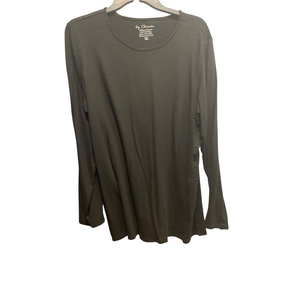 Chicos Womens Size 3 Long Sleeve Tee Shirt Lot 4 Rayon Spandex Crew Neck Solid - Picture 3 of 6